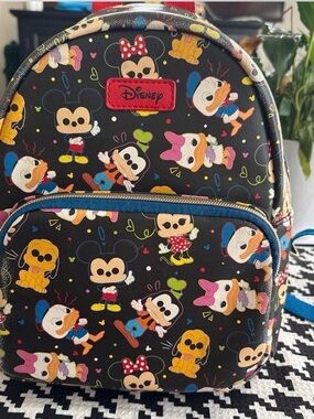 Funko Black Mini Backpack with Colorful Disney Character Print